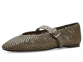 Madewell Remy Overlasted Mary Jane - Perf Womens Dress Flat Shoes Worn Olive : 10.5 M, Leather