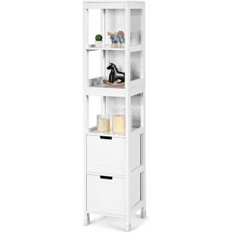 Costway Armadio Alto di Stoccaggio, Armadietto Moderno, Scaffale Multiuso,144,5 x 30 x 30 cm, Bianco - Costway