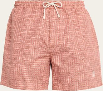 Brunello Cucinelli Mens Flower-Print Nylon Swim Shorts