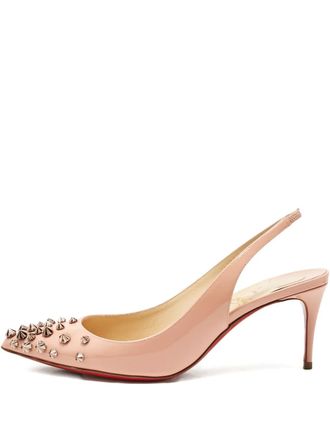Christian Louboutin spike-embellished pointed-toe slingback pumps - women - Patent Calf Leather/Calf Leather/Calf Leather/Rubber - 36