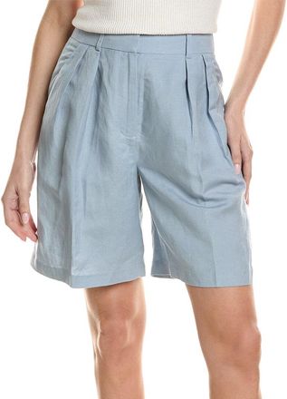Kenneth Cole High-Rise Pleated Linen-Blend Short
