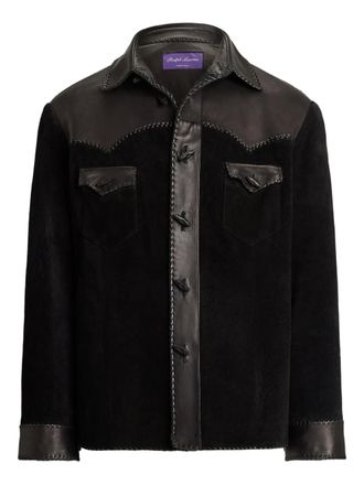Ralph Lauren Purple Label Suède shirtjack - Zwart
