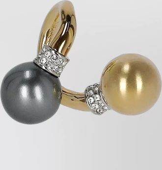 Lanvin crystal embellished brass ring