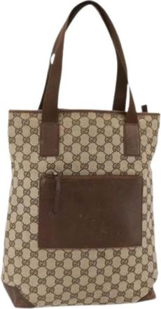 Gucci Pre-owned Tote Bags, female, Beige, Size: ONE SIZE Pre-owned Vintage GG Canvas Tote Bag