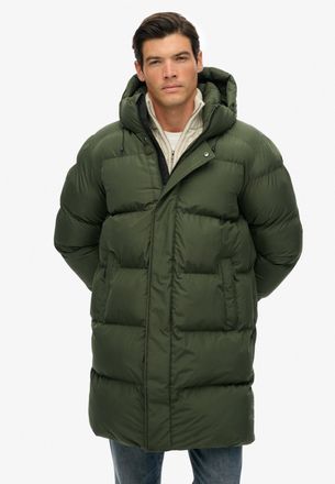 Superdry Steppjacke SUPERDRY HOODED SPORTS PUFFER MID JKT, Herren, Gr. M, schwarz moss gr&uuml;n, Web, Obermaterial: 100% Polyester, unifarben, relaxed fit ca. Mitt