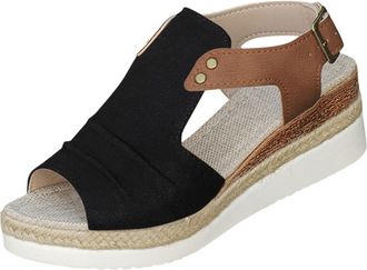 Generic Cocila Walking Sandals Ladies Summer Rope Heel Women Casual Fish Mouth Flat Bottom Beach Black, 5.5 Shoes Size 7 White Heels 5 Wide Fit Sandal Sling B