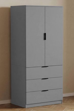Home Discount Vida Designs Trega 2 Door 3 Drawer Wardrobe Cupboard Bedroom Furniture in Grey