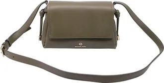 Michael Kors Small Pearl Flap Crossbody Bag in Olive Leather