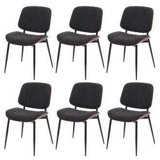 Hhg Hhg - Juego De 6 Sillas De Comedor 203, Silla De Cocina Silla, Tejido De Madera Curvada (370 G/m&sup2;) Oeko-tex Mvg, Aspecto Nogal, Gris Oscuro