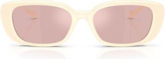 Versace 56mm Pillow Sunglasses in Ivory /Pink Mirror Gold at Nordstrom