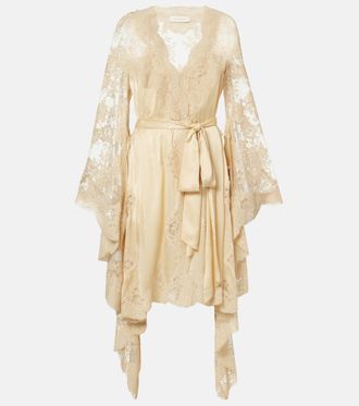 Zimmermann Como lace-trimmed draped silk midi dress