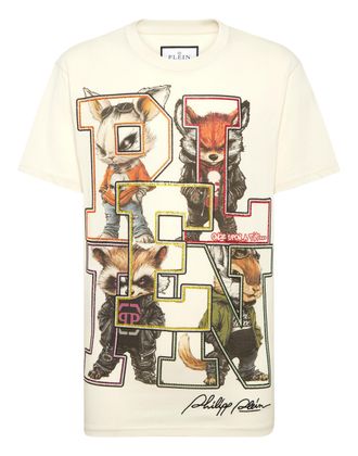 Philipp Plein Round Neck T-Shirt College Animals Outline