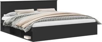 vidaXL Bed Frame with Headboard Black 200 x 200 cm Solid Pine Wood vidaXL