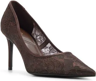 Aldo Khylie Lace Pointed Toe Pump in Brown Primary/multi at Nordstrom, Size 7.5