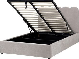 Beliani Cama Con Somier Tapizado De Chenilla 120 X 200 Cm Con Cabecero Espacio Almacenaje Elevable Gris Pardo Nanterre