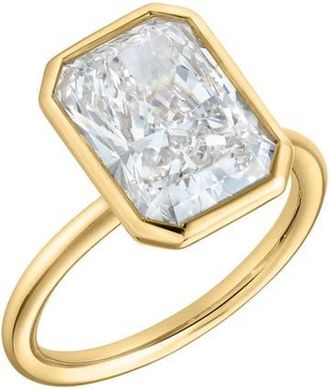 LuvMyJewelry Sierra 14K Gold Radiant Bezel Lab Grown Diamond Solitaire Engagement Ring - 2 cts in 14K Yellow Gold at Nordstrom, Size 5
