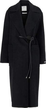 Sportmax Zwarte Jassen Abate Collectie - Dames - Jas met riem - Zwart - XS - Jassen