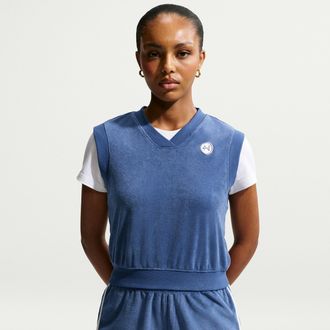 Nike Womens Nike Sportswear Chill Terry Tank Top in Blue | IF0573-461