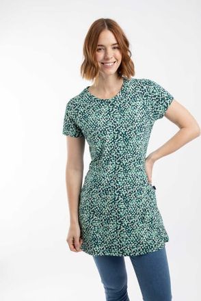 Weird Fish Sidra Printed Jersey Slub Tunic Top in Deep Teal at Nordstrom, Size 14