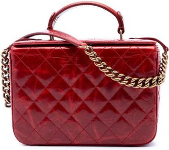 Chanel Pre-owned Vintage Quilted Satchel - Dames - Vintage Handtas - Rood - ONE Size - Leer - Vintage