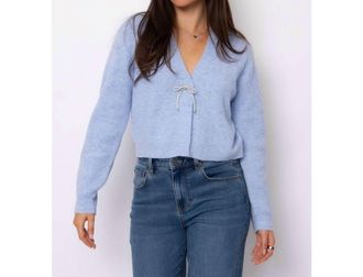 RD Style Gia V-Neck Cropped Cardigan In Blue Falls