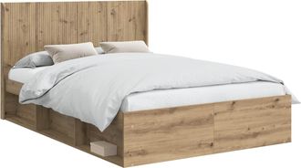 vidaXL Estructura De Cama Con Almacenamiento Y Cabecero Roble Artisan Vidaxl