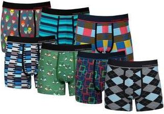 Unsimply Stitched 7-Pack Assorted Stretch Cotton Trunks in Black Green Blue at Nordstrom Rack, Size Xx-Large