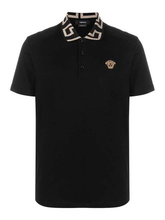 Versace Blackwhite Medusa greca polo shirt