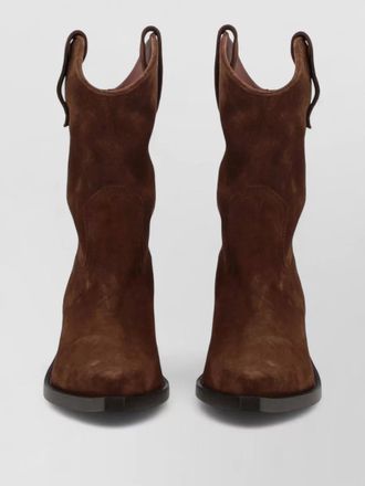 PARIS TEXAS suede western boots mid calf pull tabs