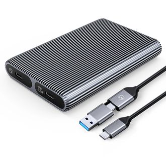 OEM Bah&iacute;a Doble Para Discos Orico Am2c3-2sn Para Dos Unidades M.2 Sata+nvme Usb-c 3.2 De 6 Gb/s/10 Gb/s - Gris