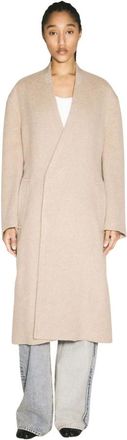 Maison Margiela Wollen wikkeljas met ceintuur - Dames - Jas met riem - Beige - XS - Wol - Jassen