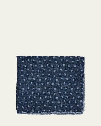 Brunello Cucinelli Mens Geometric Circle Silk Pocket Square