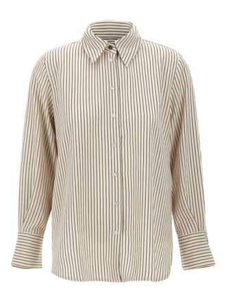 Marella striped long-sleeve shirt - women - Viscose/Polyamide - 38 - Neutrals
