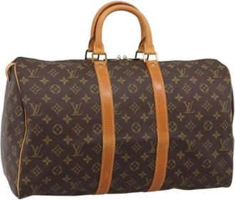 Louis Vuitton Tweedehands Canvas Louis Vuitton tassen - Dames - Vintage Weekendtas - Bruin - ONE Size - Vintage
