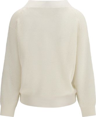 Brunello Cucinelli Womens Cashmere Net Sweater Panama+nebbia Kashmir-Capra Hircus Kashmir/capra