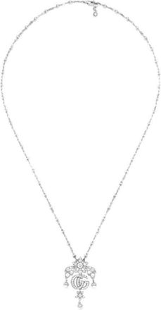 Gucci Flora Ladies 18k White Gold Diamond Necklace