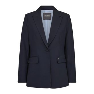Mos Mosh Blazers, female, Blue, XS, Navy Blazer with V-Neck and Flap Pockets