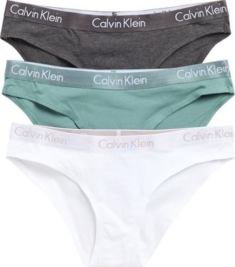 Calvin Klein Motive Cotton Bikini Panties - Pack of 3 in P7I/100/K6F at Nordstrom Rack, Size Medium