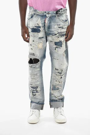 Dsquared2 Distressed Jeans With 20cm Turn-Up Hem Dsquared2
