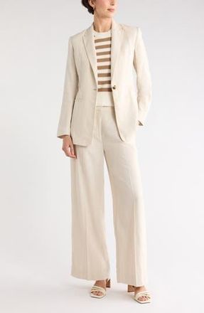 Nordstrom Rack Classic Fit Linen Blend Blazer in Beige Oatmeal at Nordstrom Rack, Size X-Small