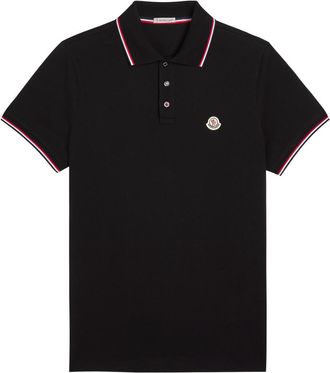 Moncler Logo-appliqu&eacute;d Piqu&eacute; Cotton Polo Shirt - Black - Xxl