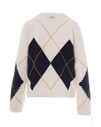 Pinko Womens Knit Sweater Berna Cream-Black Wool Cashmere Jumpers Cream/black