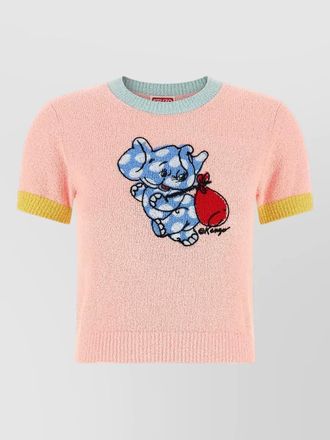 Kenzo cartoon elephant short sleeve knit top