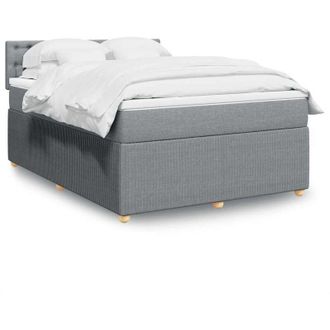 vidaXL Vidaxl - Cama Box Spring Con Colch&oacute;n Tela Gris Claro 140x190 Cm