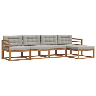 vidaXL Conjunto De Sof&aacute;s De Exterior 5 Pcs Gris Natural Y Claro Vidaxl