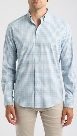 Johnnie-O Chatham Gingham Performance Shirt in Gulf Blue at Nordstrom, Size Xx-Large