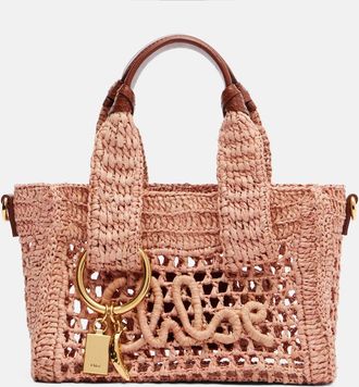 Chlo&eacute; Chlo&eacute; Bolso Summer Banana E/W Mini de rafia con piel