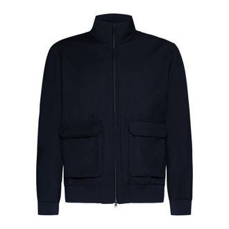 Herno Jassen, Heren, Blauw, M, Wol, Blauwe Wol Waterafstotende Jas