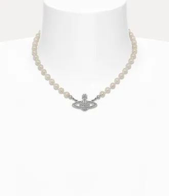 Vivienne Westwood Mini Bas Relief Pearl Choker Platinum-crystal-crystal- Platinum-crystal-crystal- Women