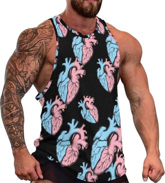 Generic Transgender Heart Trans Proud Loose Mens Activewear Tank Tops Sleeveless Workout Tank Shirts Gym Muscle Tees Vest S